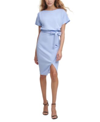 Kensie Blouson Wrap Dress In Light Blue | ModeSens